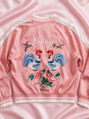 Edition Pink Satin Souvenir Bomber Jacket | Size S